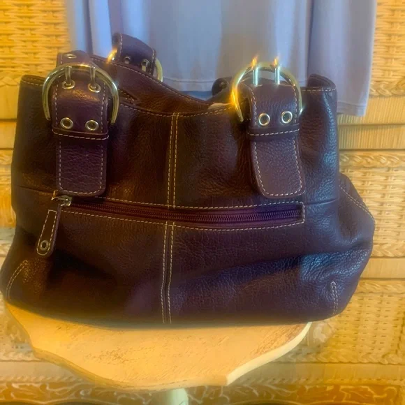Purple Leather Tignanello Shoulder Bag - Picture 3 of 12